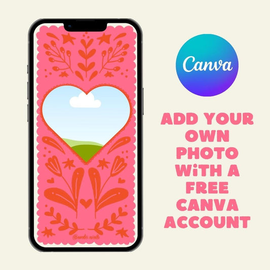 customizable photo heart art frame for iphone (digital download)
