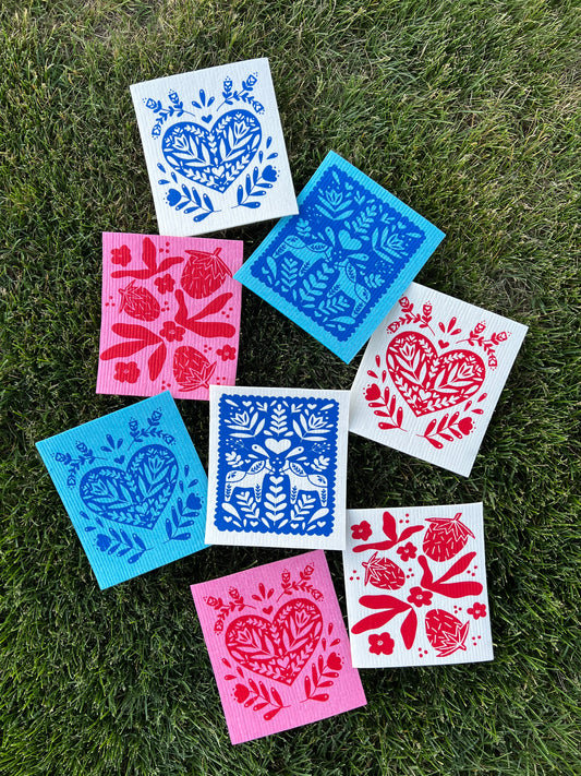 heart swedish dishcloth (blue) image 1