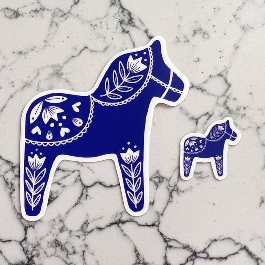 *mini* swedish dala sticker (blue) image 1