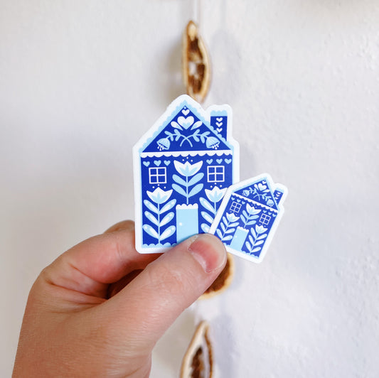 *mini* blue house sticker