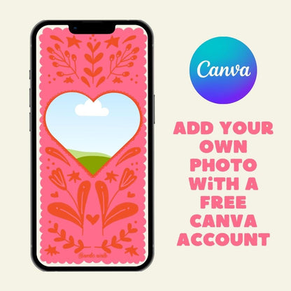 customizable photo heart art frame for iphone (digital download)