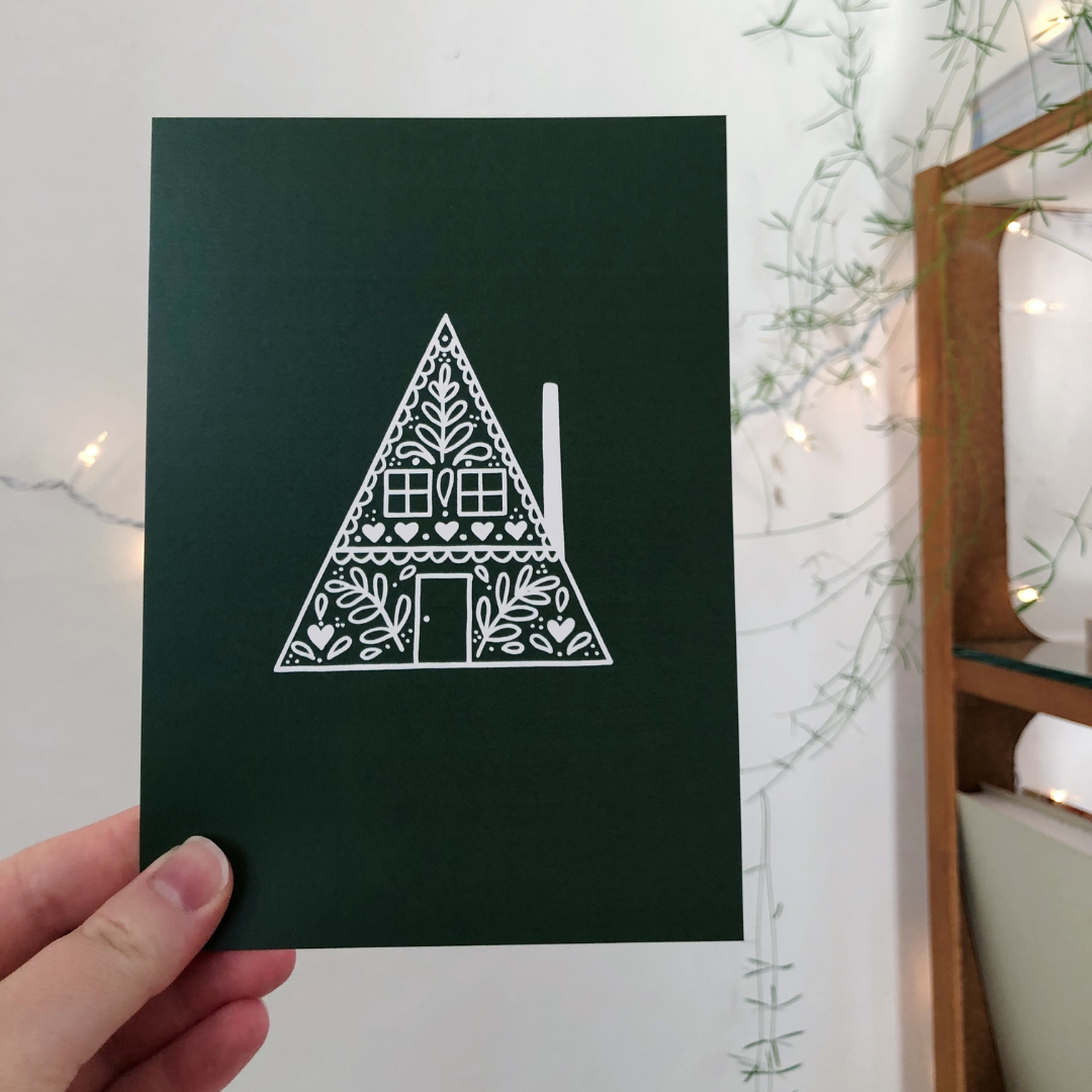 a-frame cabin art print