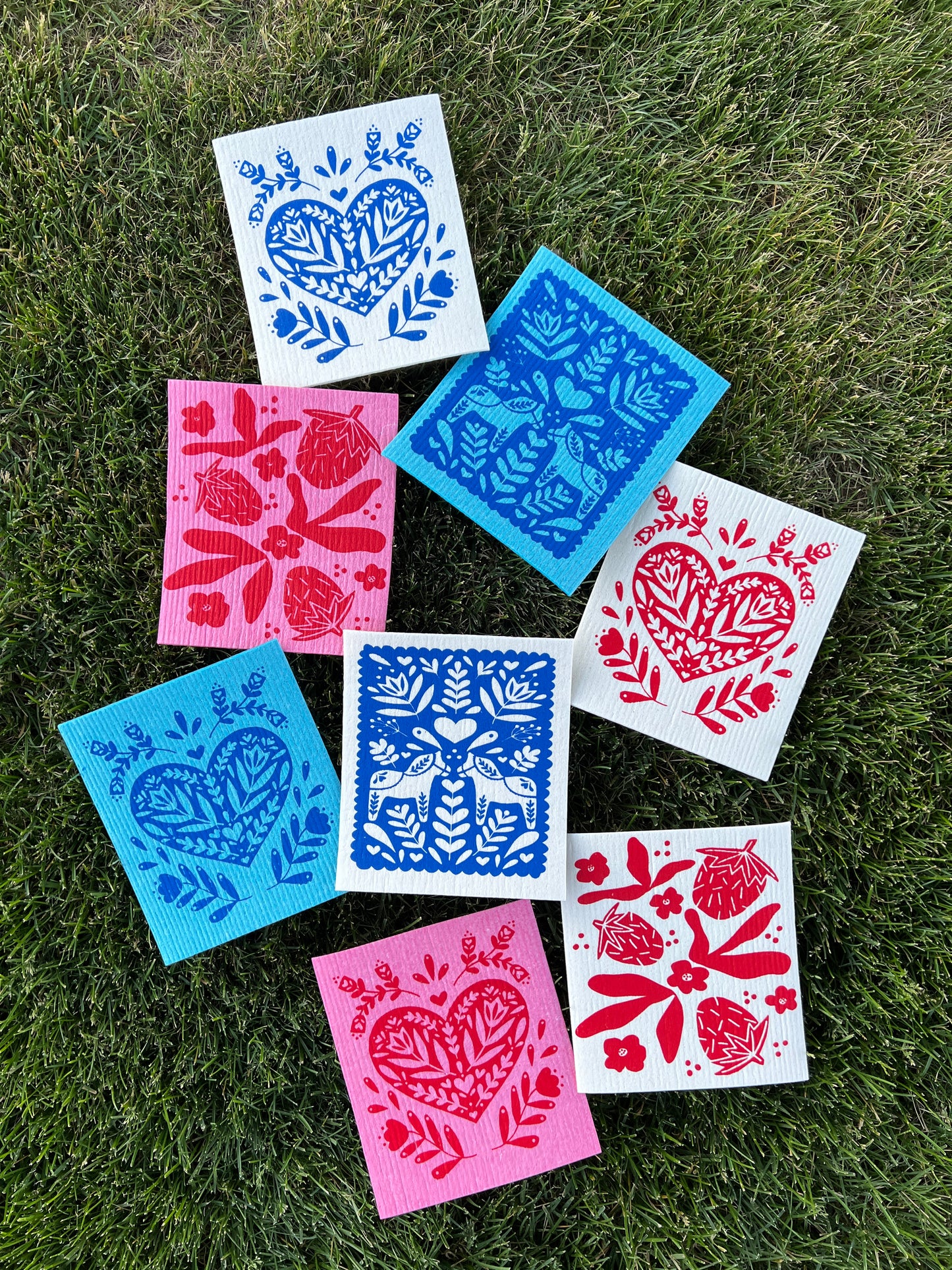 heart swedish dishcloth (blue) image 1