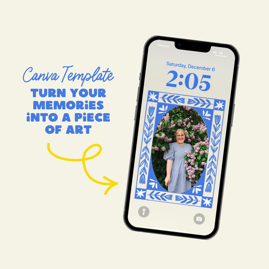 customizable photo blue art frame for iphone (digital download)