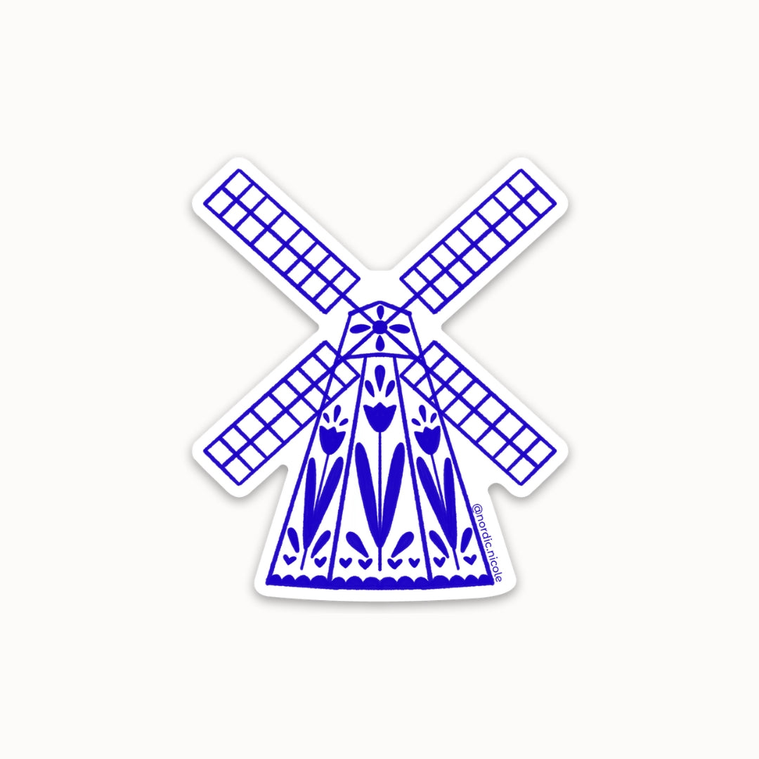 dutch delft blue windmill sticker