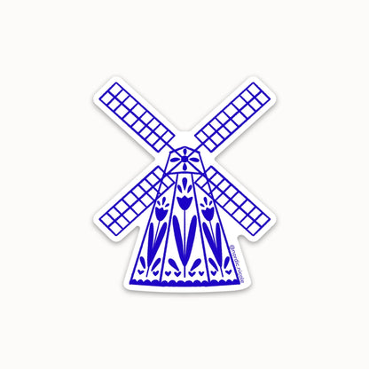 dutch delft blue windmill sticker