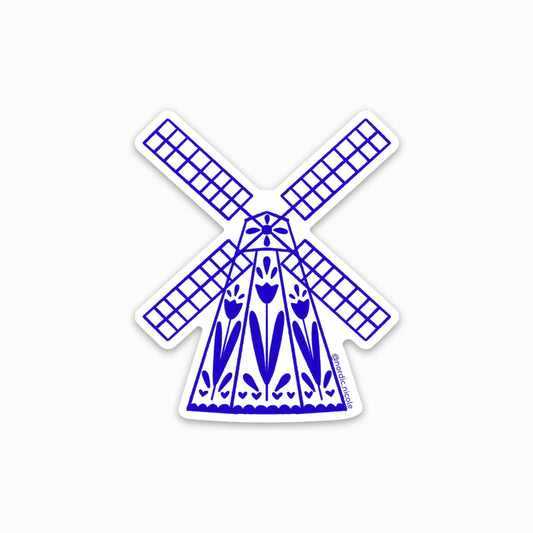 dutch delft blue windmill sticker