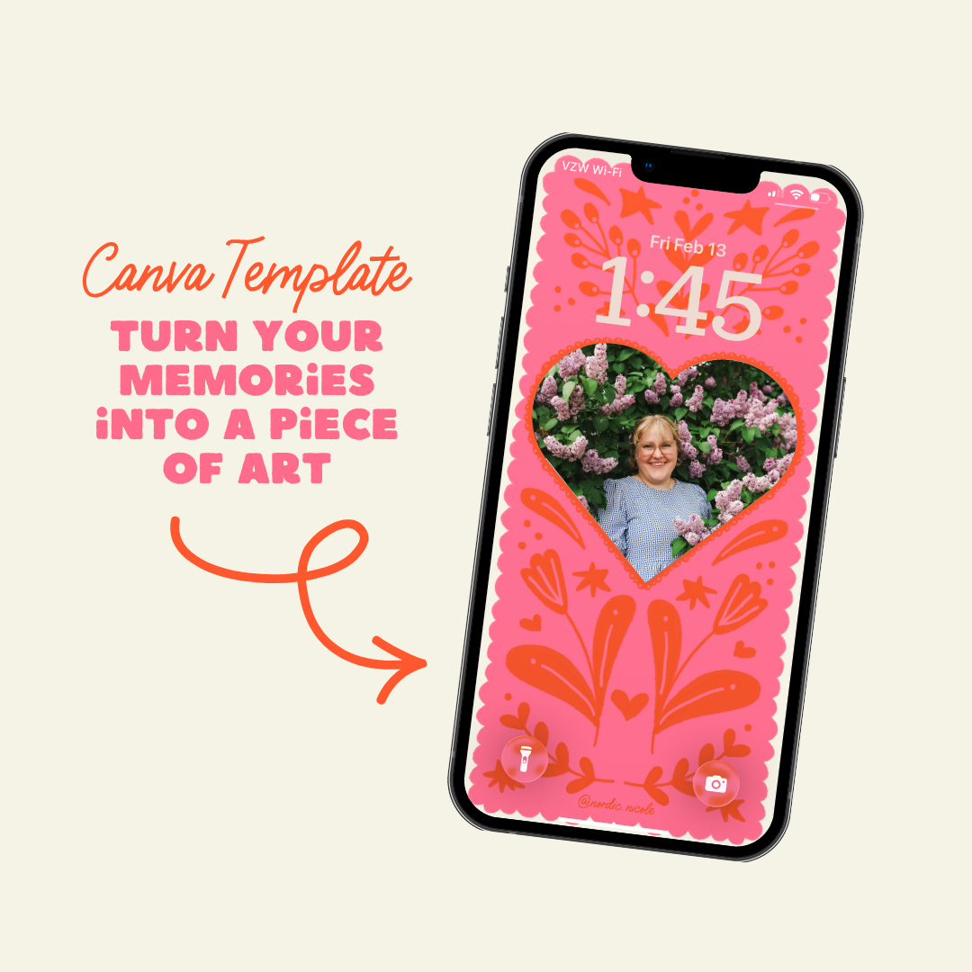 customizable photo heart art frame for iphone (digital download)