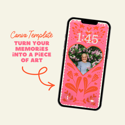 customizable photo heart art frame for iphone (digital download)