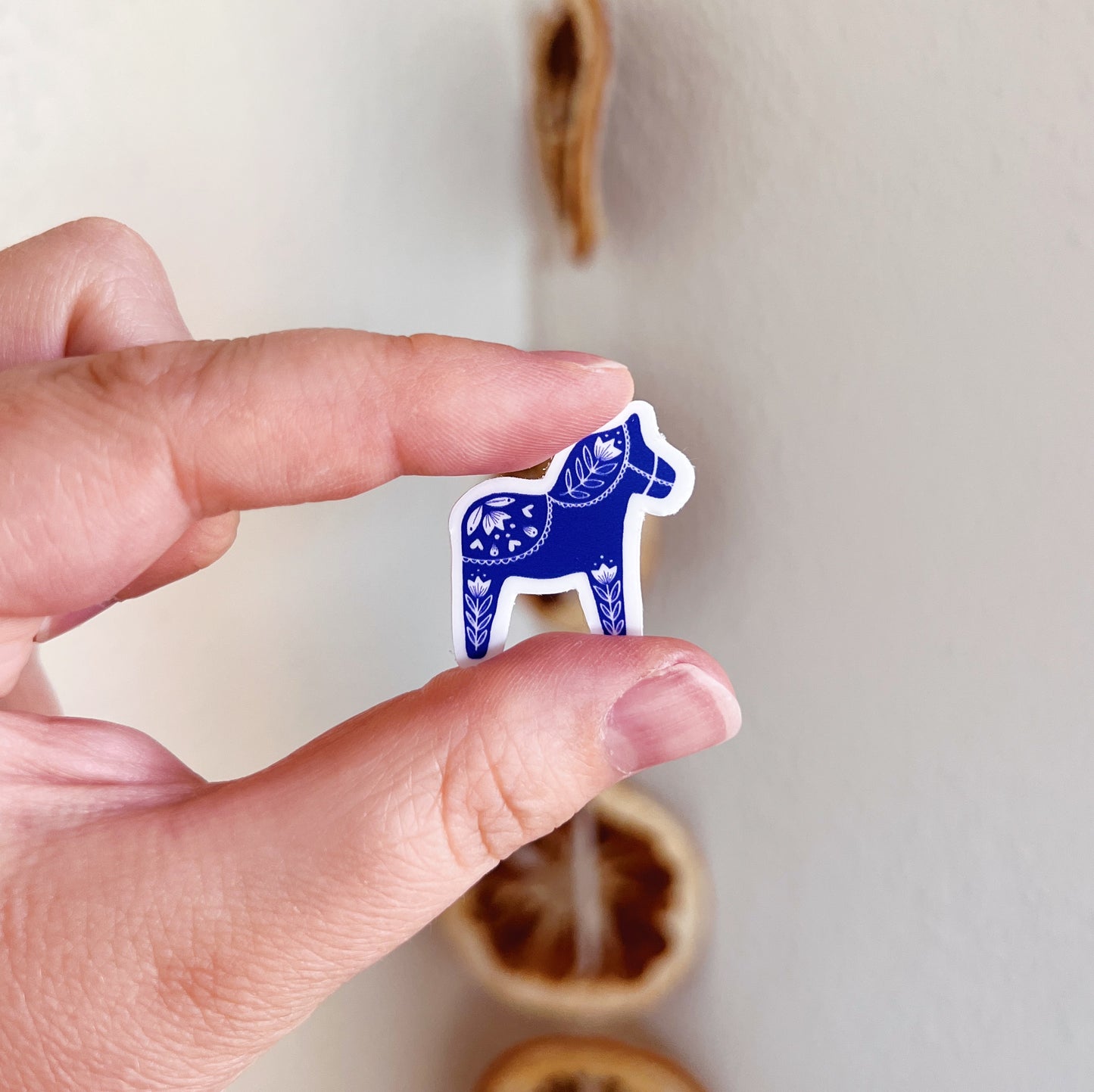 *mini* swedish dala sticker (blue) image 0