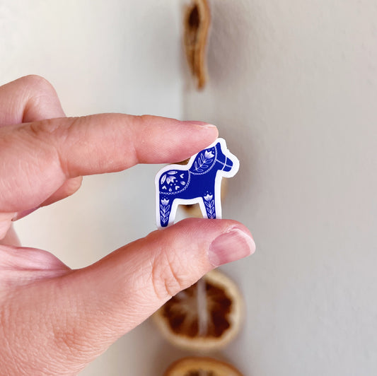 *mini* swedish dala sticker (blue) image 0