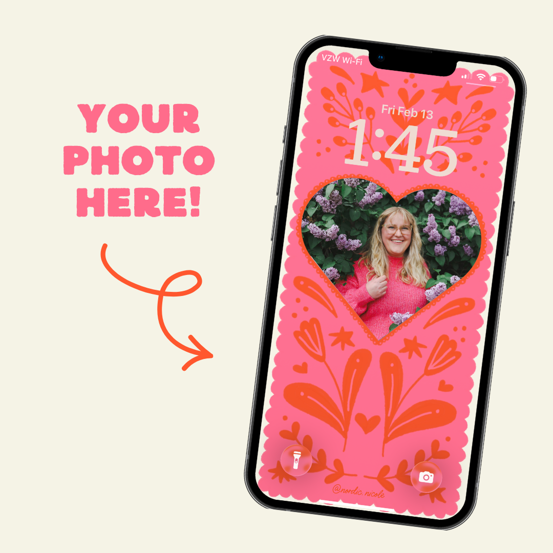 customizable photo heart art frame for iphone (digital download)