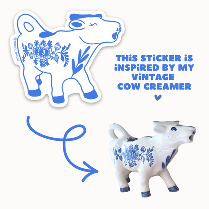 delft cow creamer milk pitcher sticker