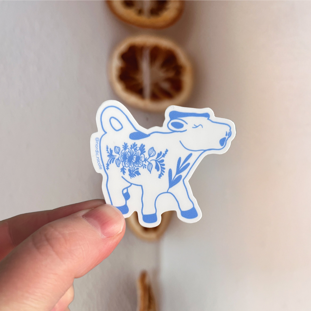 delft cow creamer milk pitcher sticker