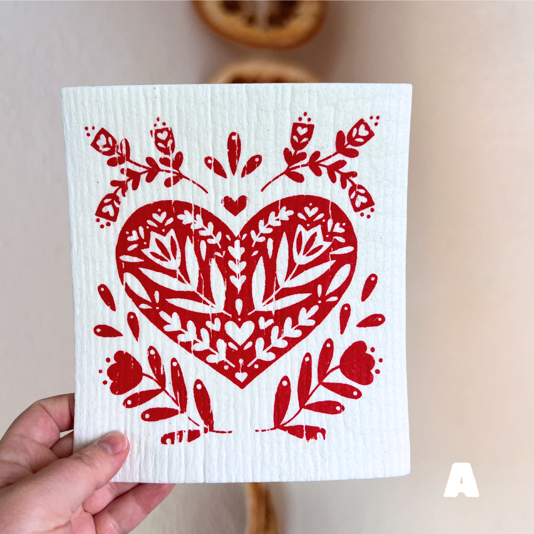 *seconds* heart swedish dishcloth (red)