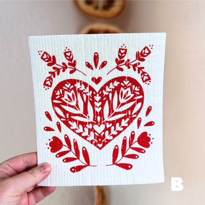 *seconds* heart swedish dishcloth (red)