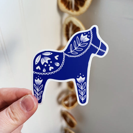 swedish dala sticker (blue) image 0