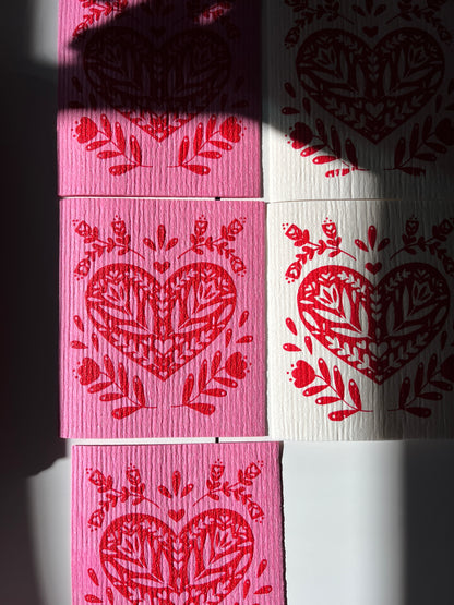 heart swedish dishcloth (red) image 1