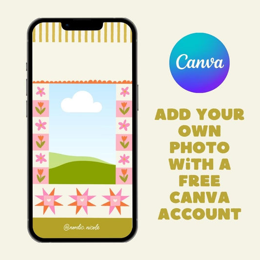 customizable photo spring art frame for iphone (digital download)