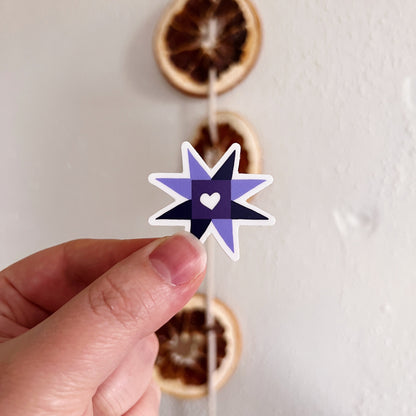 quilt star sticker (blue) image 0