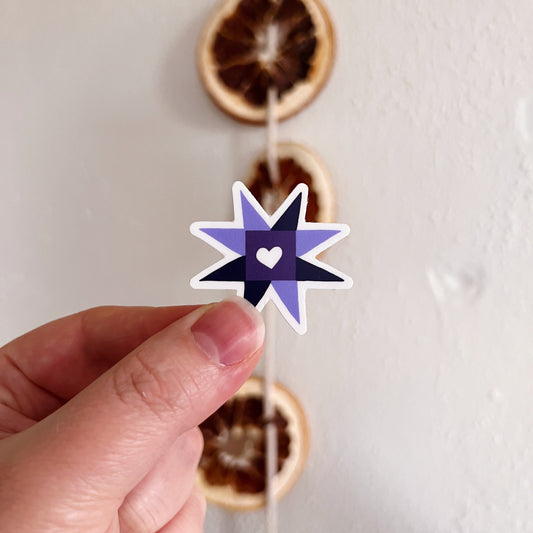 quilt star sticker (blue) image 0