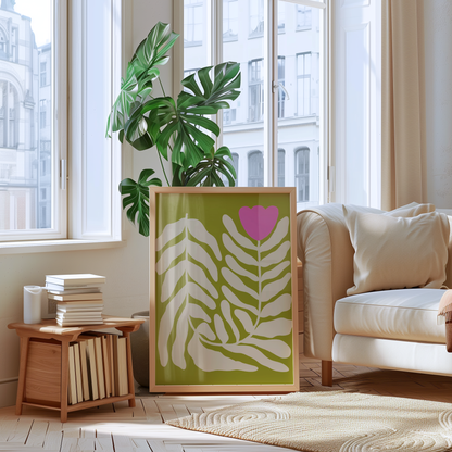 wavy tulip green downloadable printable art