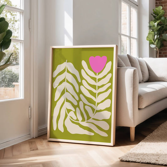 wavy tulip green downloadable printable art