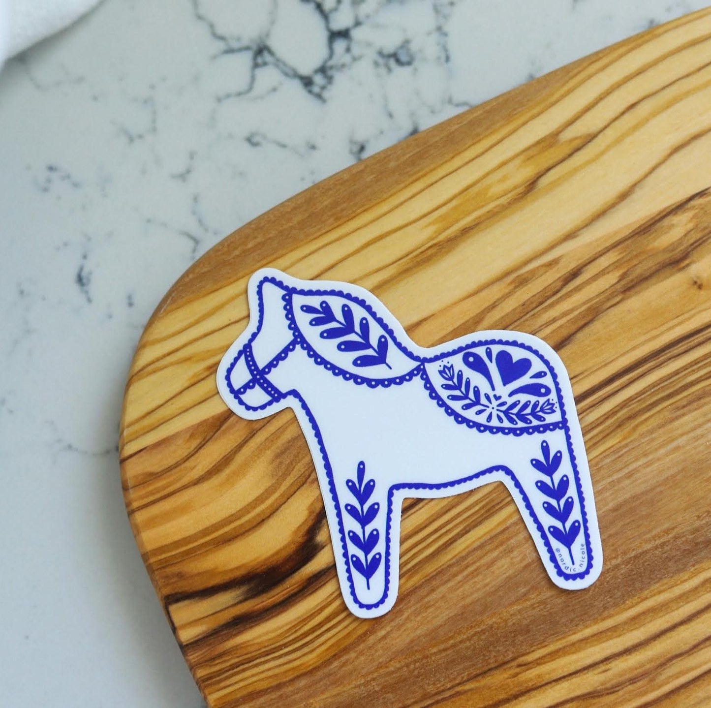 Swedish Dala Horse Sticker (white)