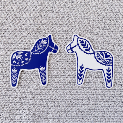 Swedish Dala Horse Sticker (white)
