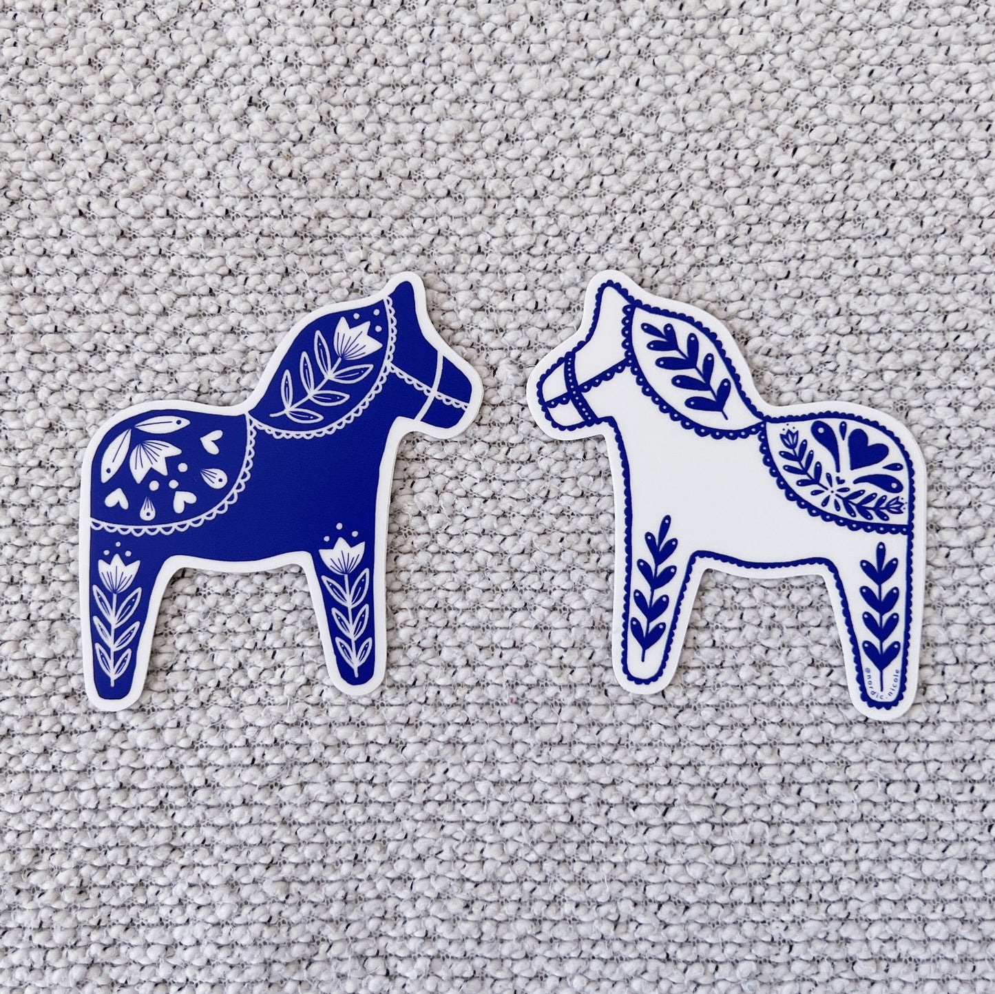Swedish Dala Horse Sticker (blue)
