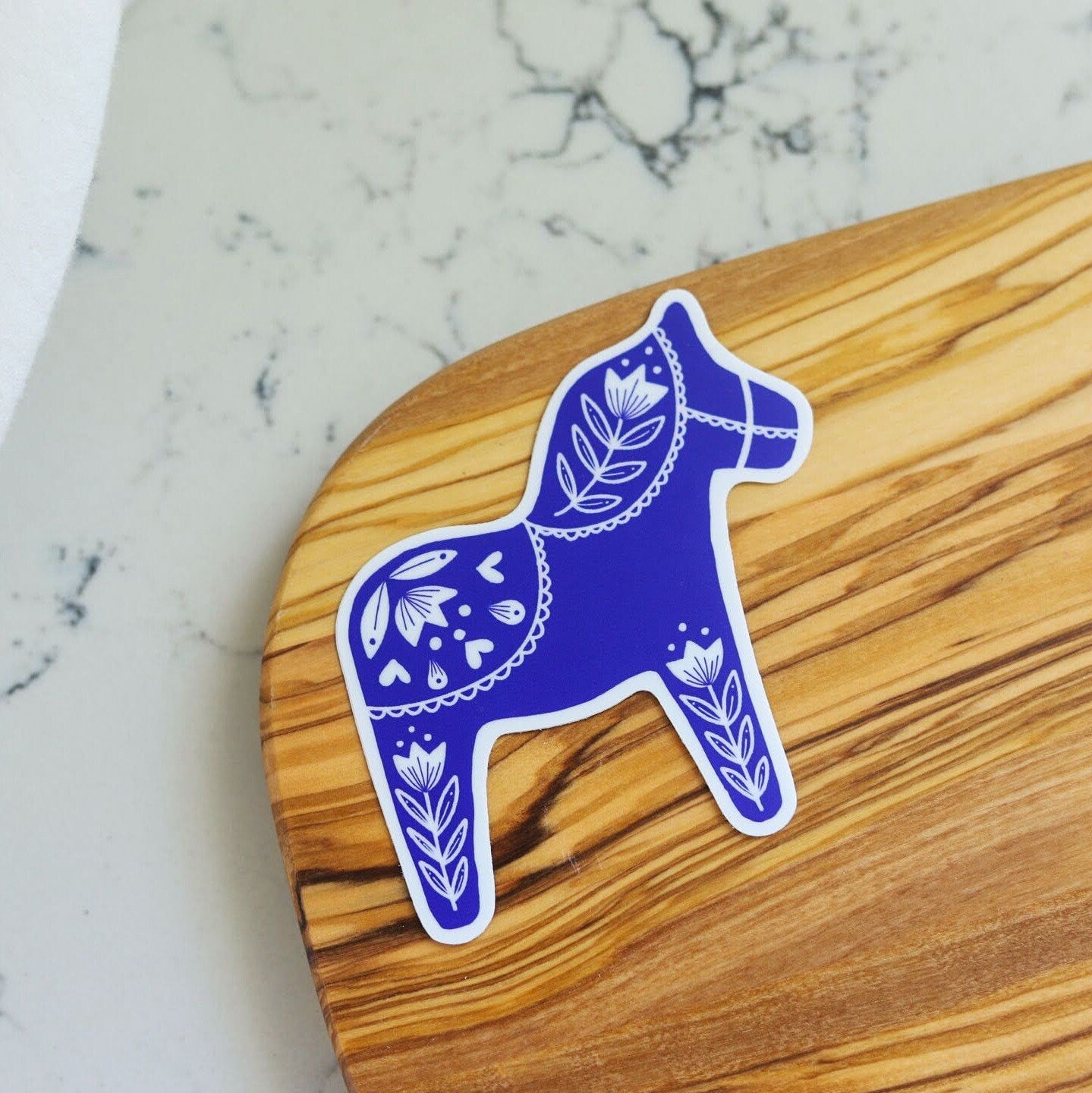 Swedish Dala Horse Sticker (blue)