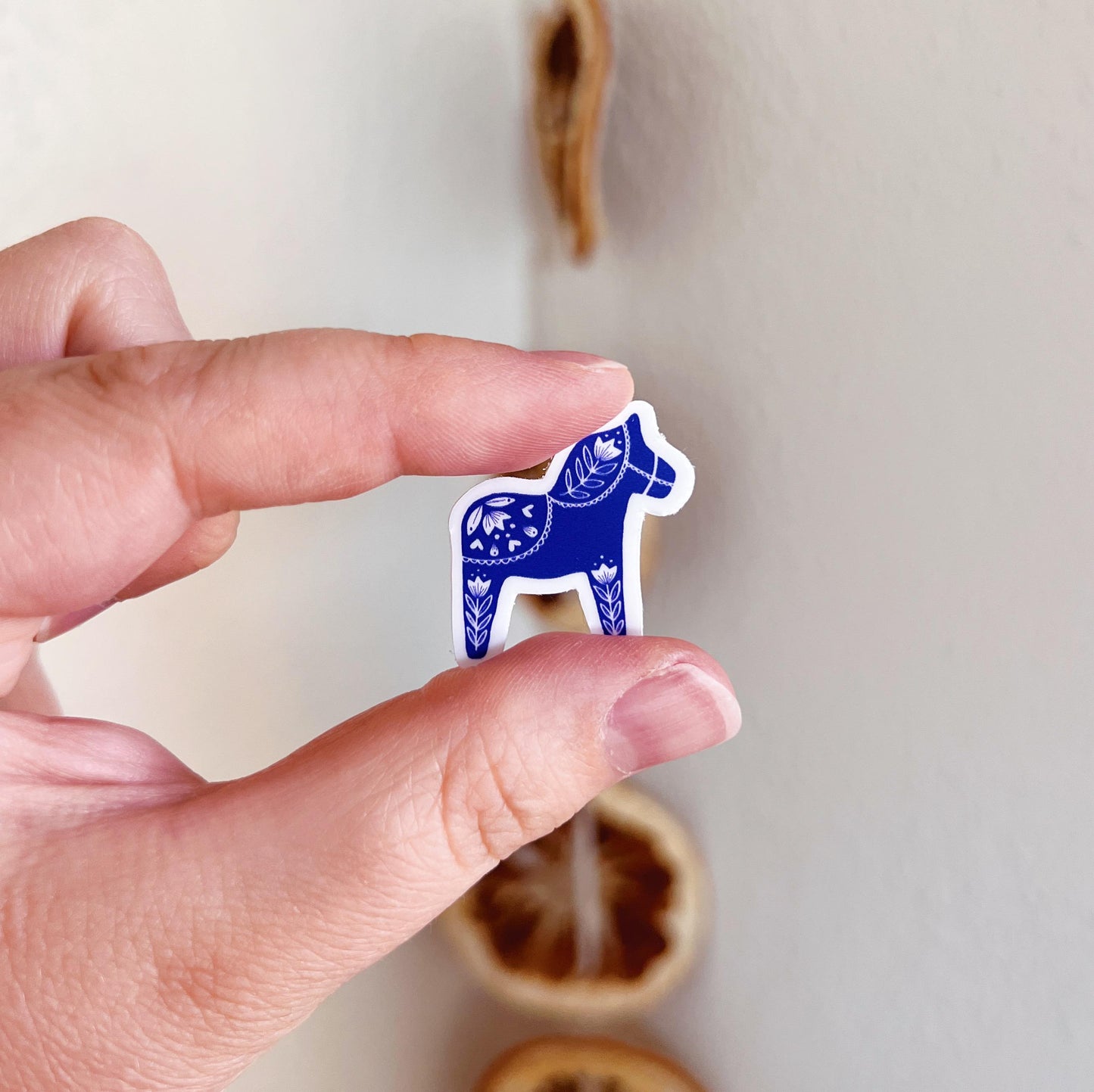 MINI Swedish Dala Horse Sticker (blue)