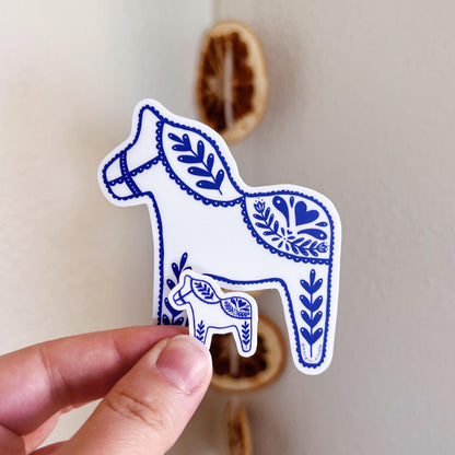 MINI Swedish Dala Horse Sticker (white)