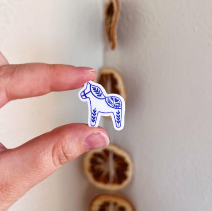 MINI Swedish Dala Horse Sticker (white)
