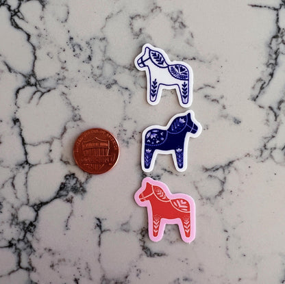 MINI Swedish Dala Horse Sticker (blue)