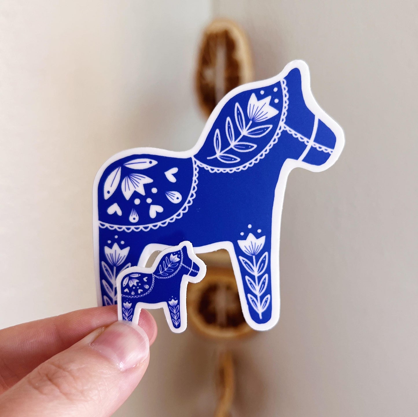 MINI Swedish Dala Horse Sticker (blue)