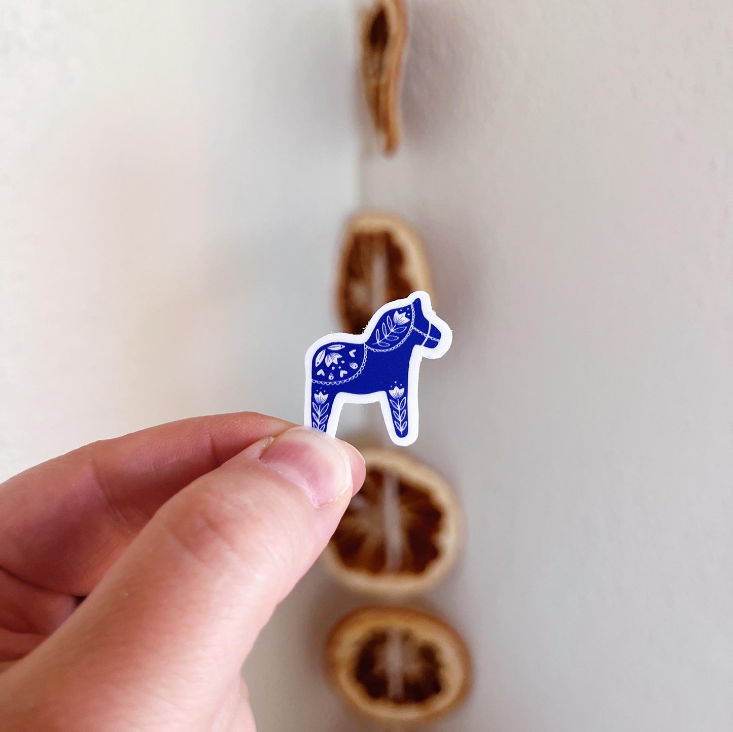 MINI Swedish Dala Horse Sticker (blue)