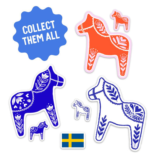 Swedish Dala Horse Sticker (blue)