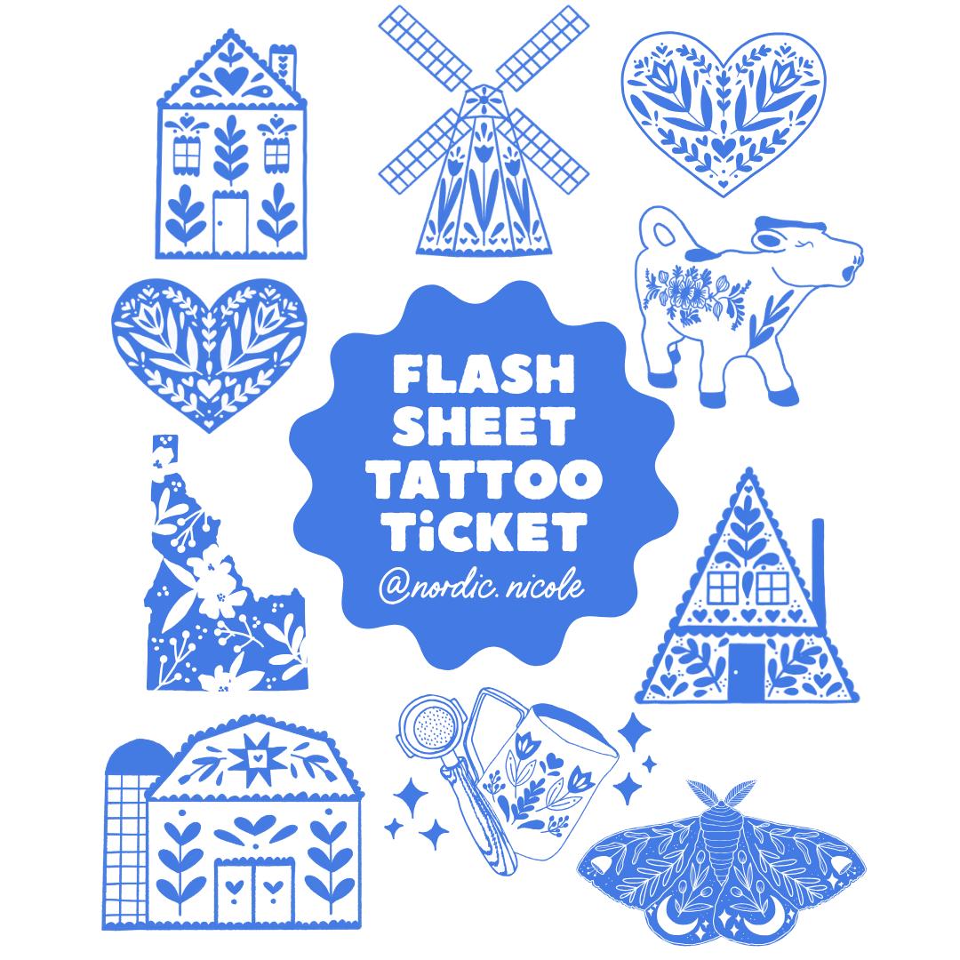 Dala Horse Tattoo Ticket Flash Sheet Swedish Folk Art Tattoo Artist Permission Nordic Nicole