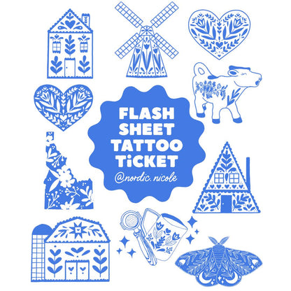 Dala Horse Tattoo Ticket Flash Sheet Swedish Folk Art Tattoo Artist Permission Nordic Nicole