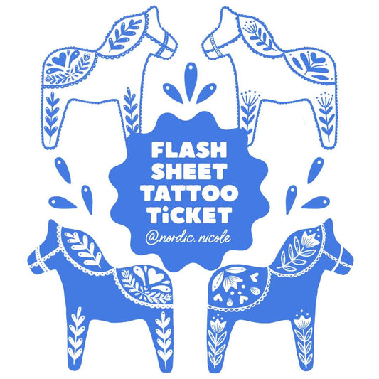Tattoo Ticket Flash Sheet Dutch Windmill Delft Blue Tattoo Artist Permission Nordic Nicole